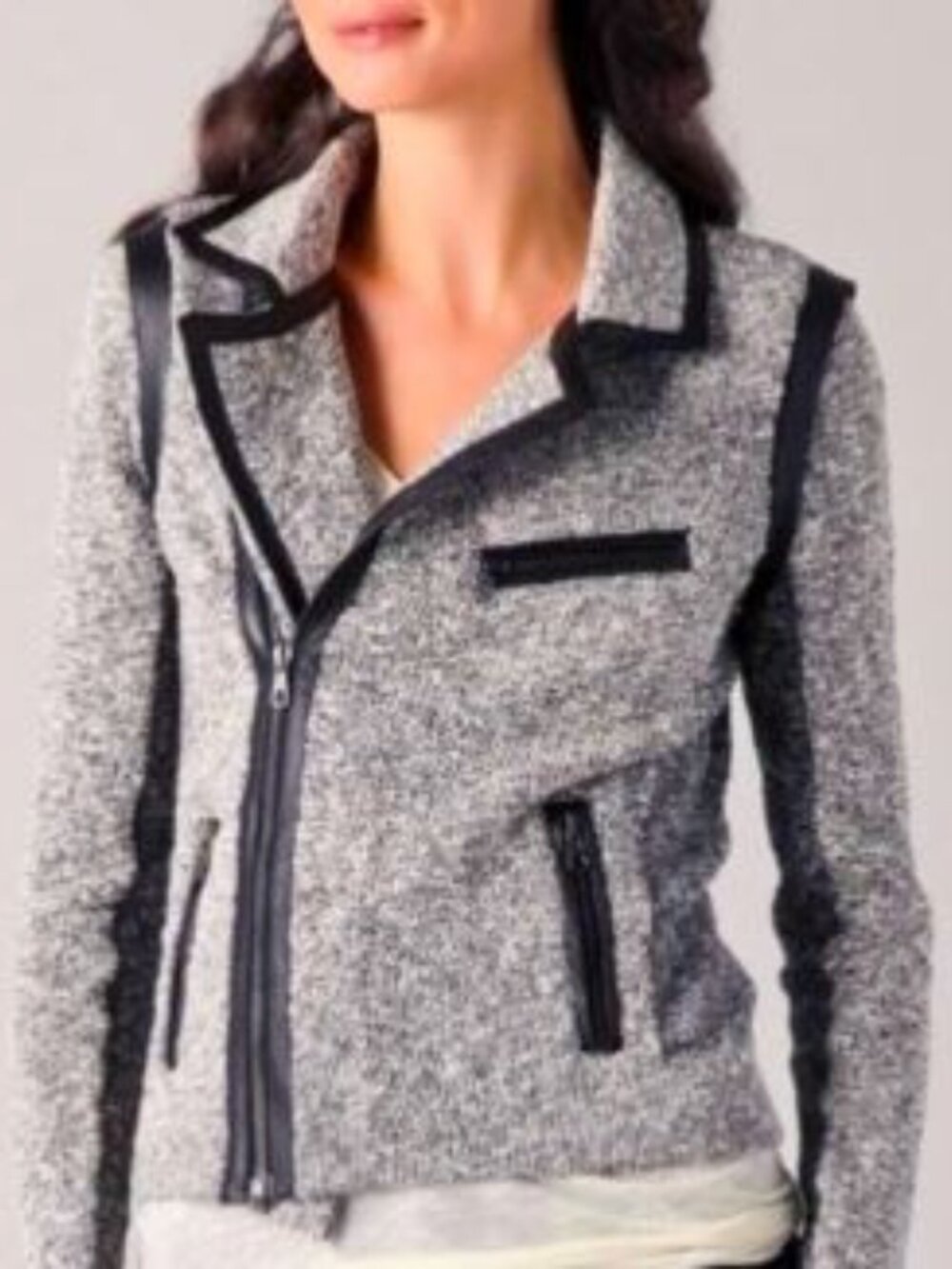 Rag & Bone Grey Black Wool Moto Jacket Full Zipper